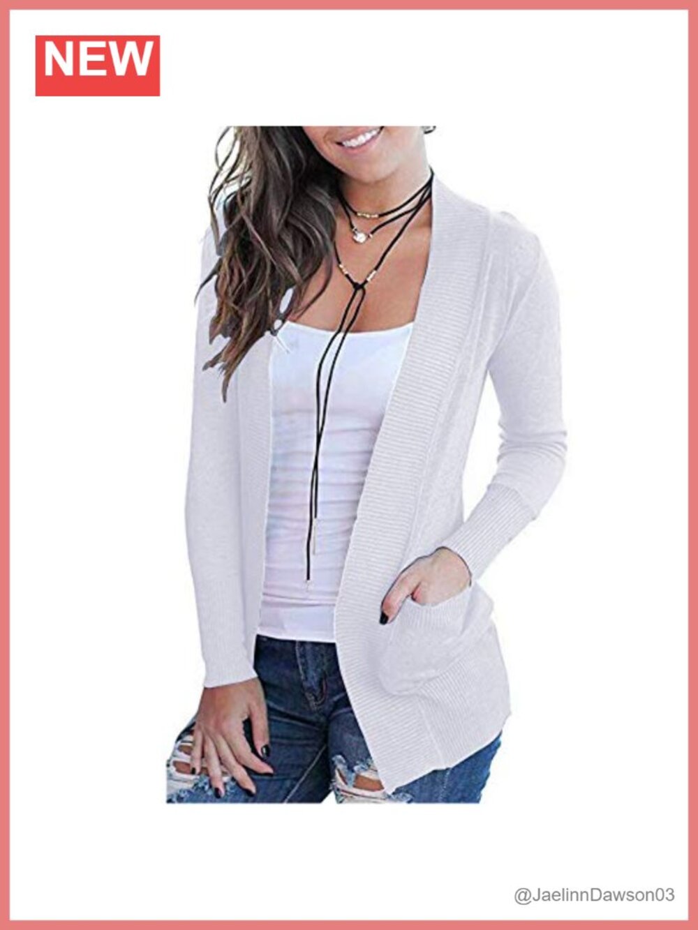Open Front Long Sleeve Cardigan Sweater with Pockets